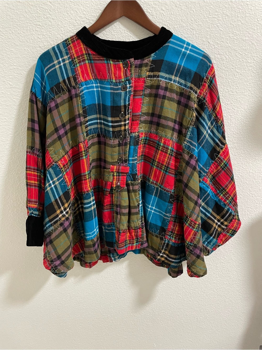 ivy jane Multicolor Bat wing/ poncho oversized patchwork boho Top